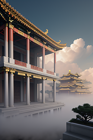 梦幻风景精致细节的中国宫殿之美