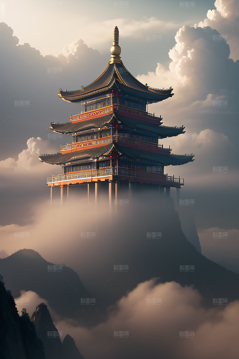 梦幻风景精致细节的中国宫殿之美