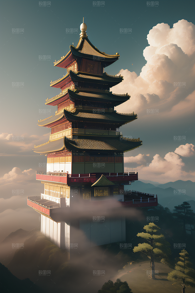 梦幻风景精致细节的中国宫殿之美