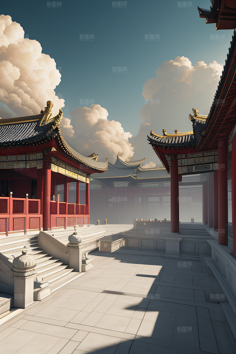梦幻风景精致细节的中国宫殿之美