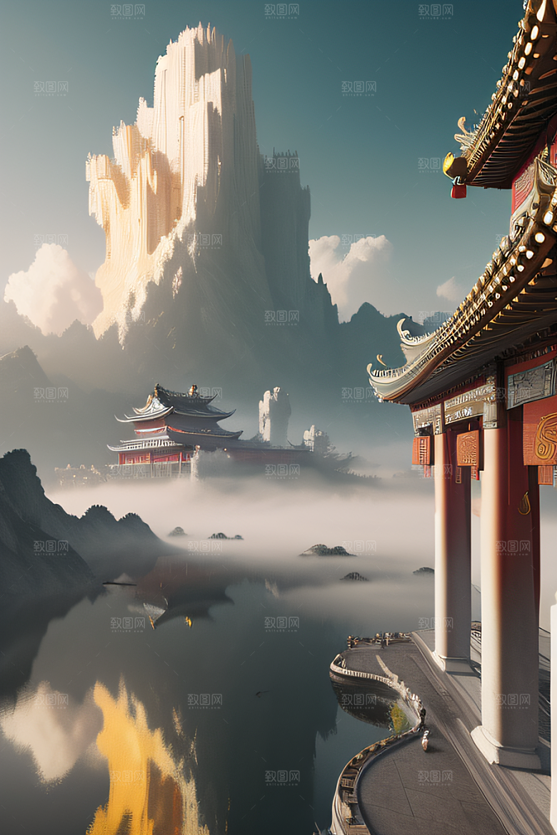 梦幻风景精致细节的中国宫殿之美