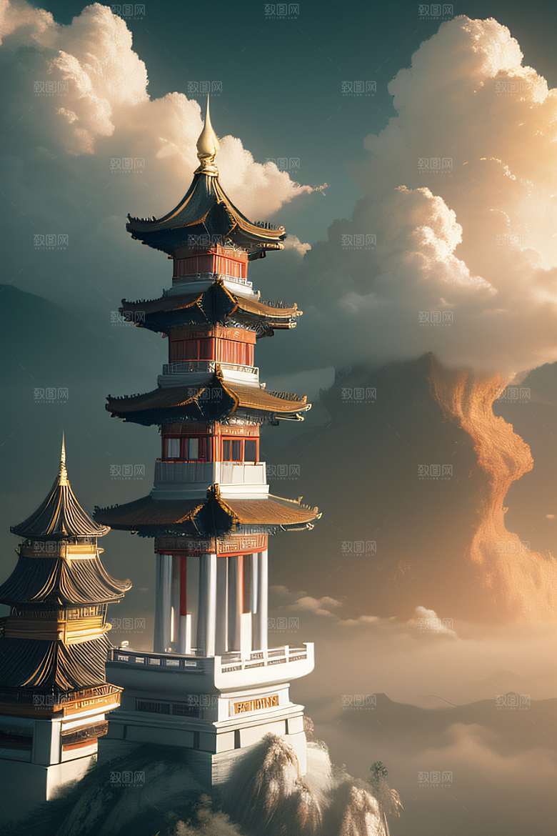 梦幻风景精致细节的中国宫殿之美