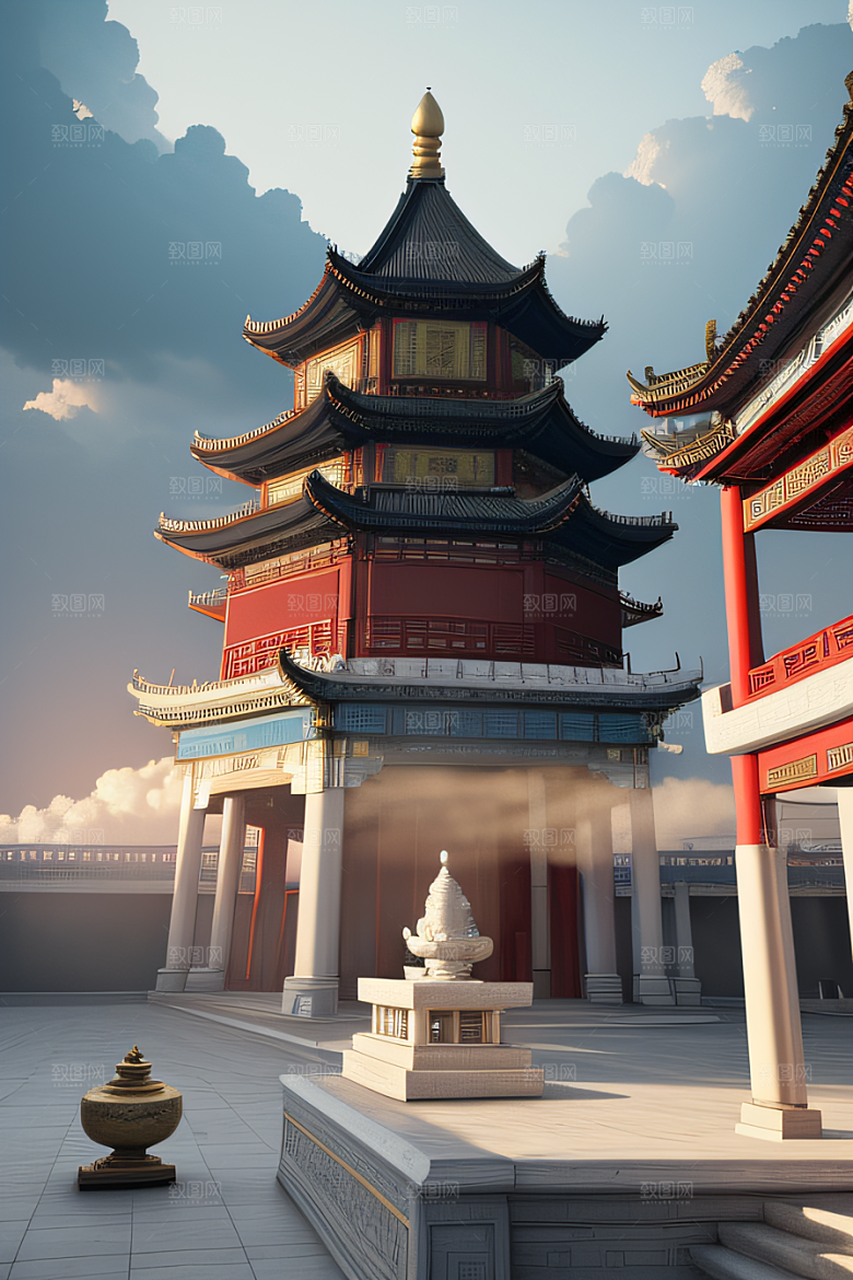 梦幻风景精致细节的中国宫殿之美