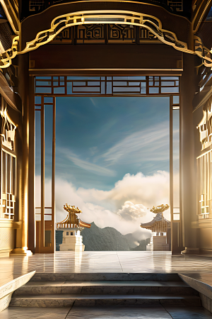 烟云缭绕雾气与云朵的壮丽仙境
