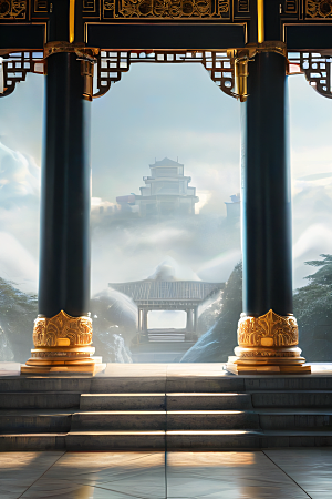 烟云缭绕雾气与云朵的壮丽仙境