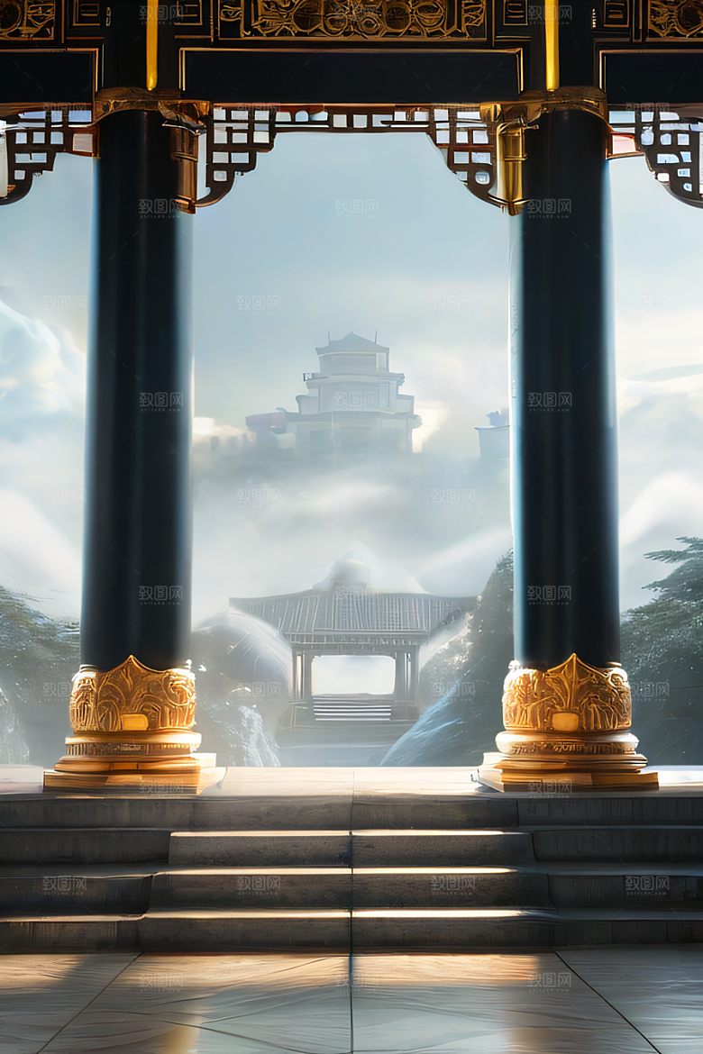 烟云缭绕雾气与云朵的壮丽仙境