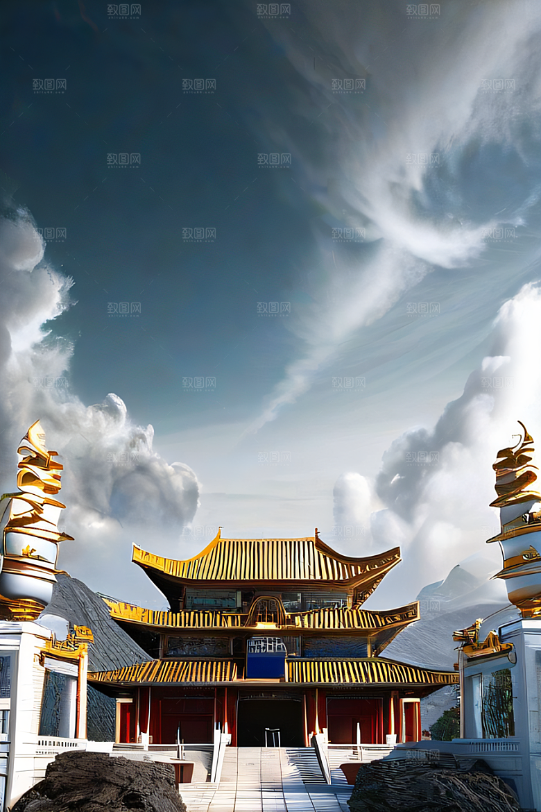 烟云缭绕雾气与云朵的壮丽仙境