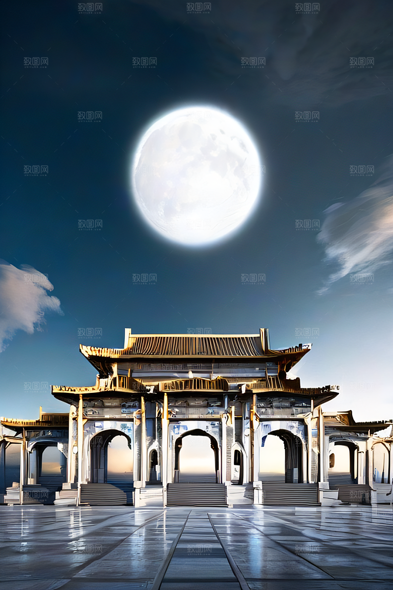 云上中国宫殿金顶白玉的仙境天堂