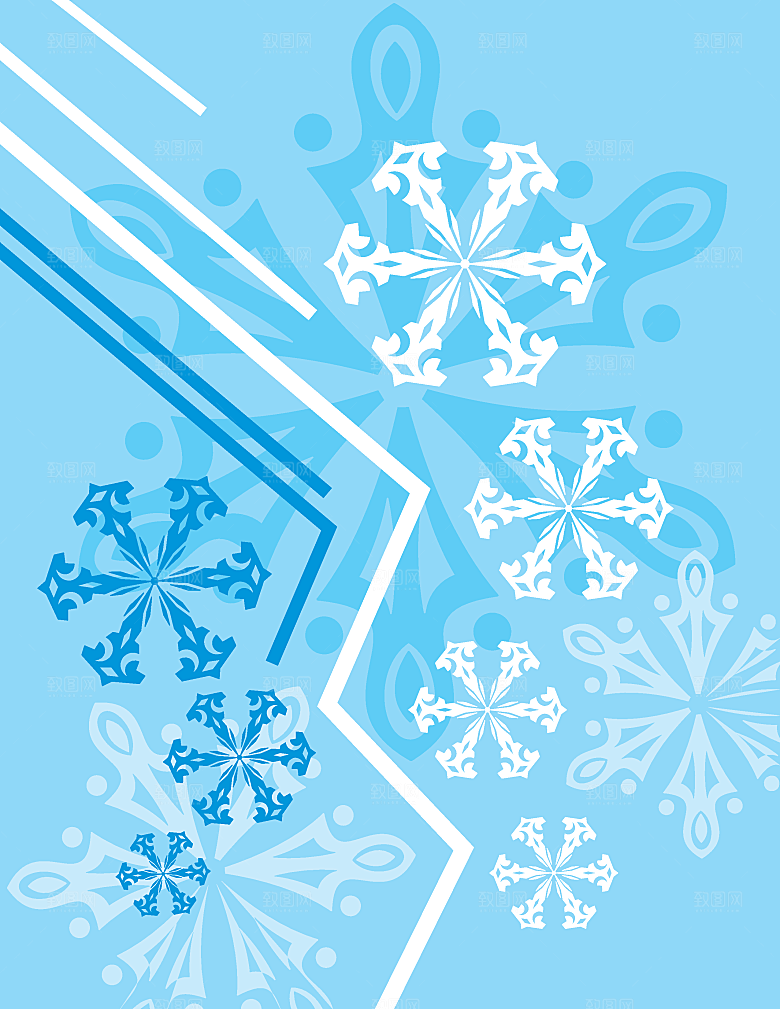 蓝色冬季雪花圣诞节海报背景