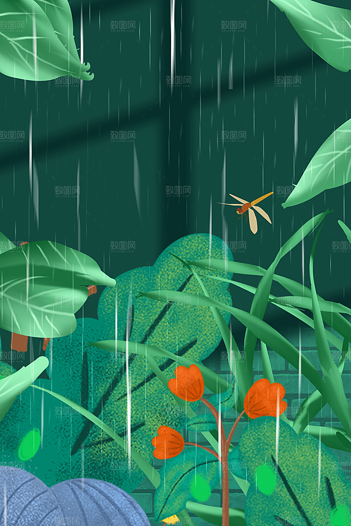 二十四节气节日背景插画海报