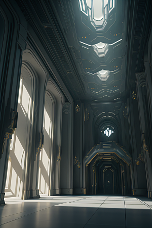 光影之美细腻描绘的未来宫殿内部