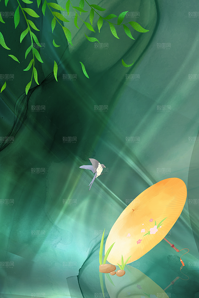 二十四节气节日背景插画海报