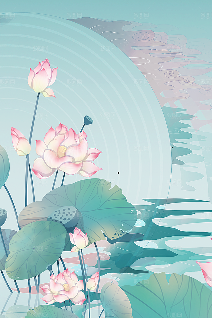 二十四节气节日背景插画海报