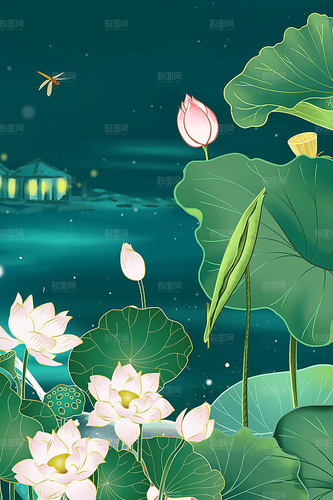 二十四节气节日背景插画海报