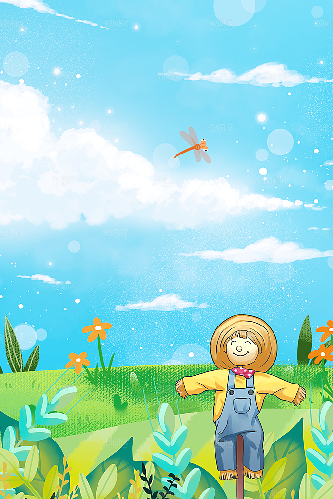 二十四节气节日背景插画海报