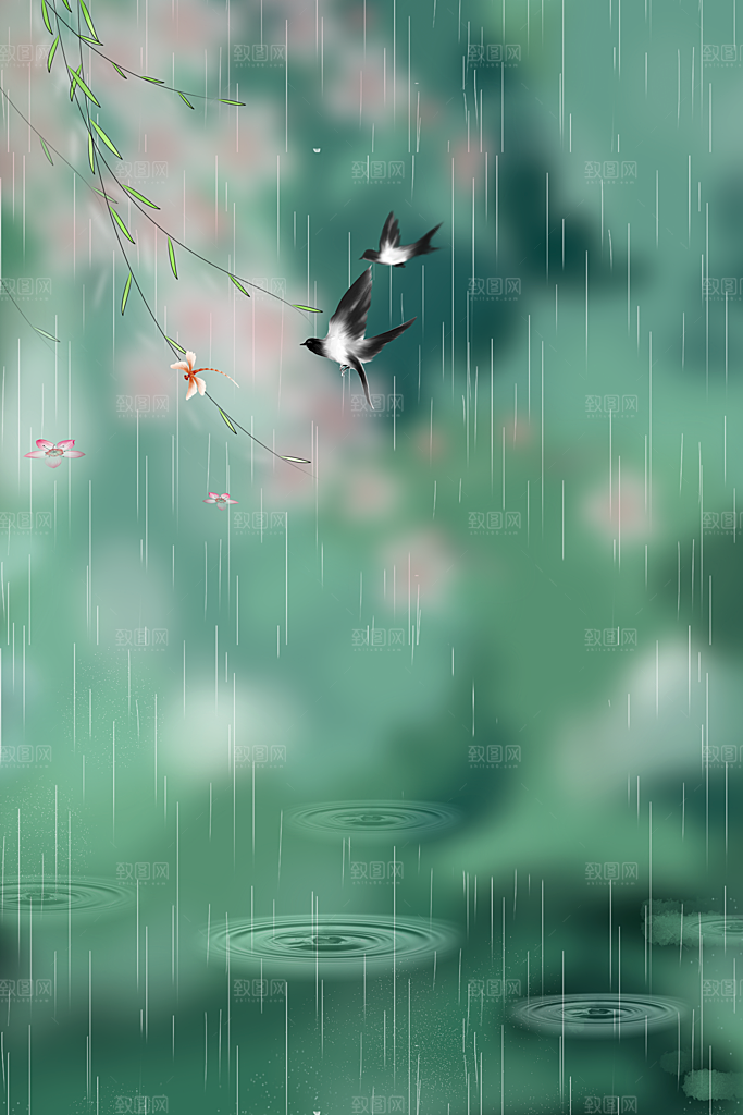 二十四节气节日背景插画海报
