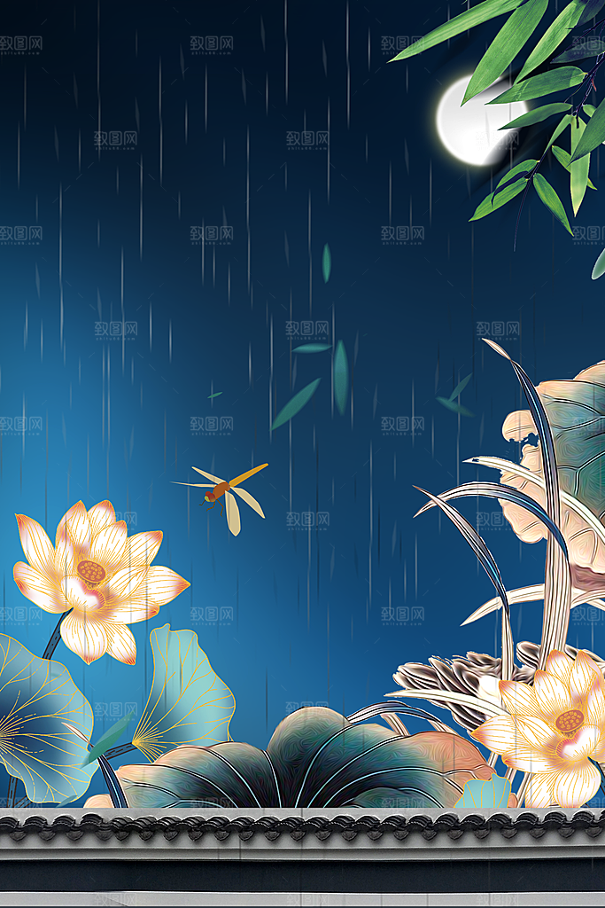二十四节气节日背景插画海报