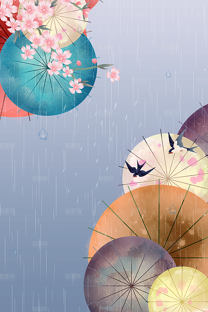 二十四节气节日背景插画海报