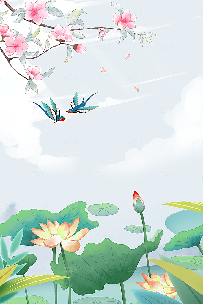 二十四节气节日背景插画海报