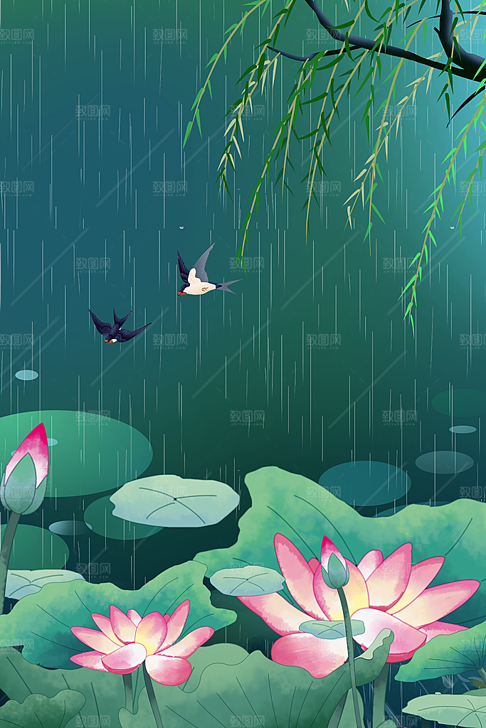 二十四节气节日背景插画海报
