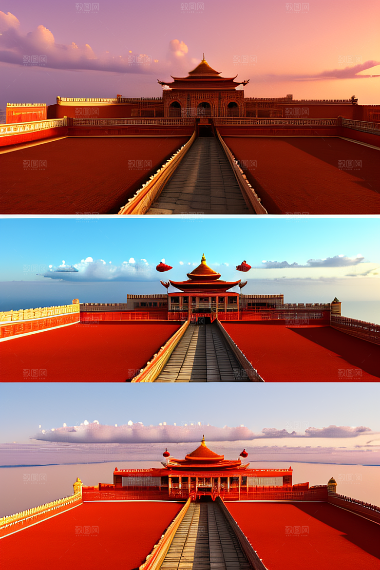 俯瞰红海超宽广角的玫瑰宫殿
