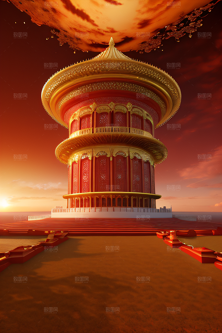 五彩祥云下的玫瑰宫殿