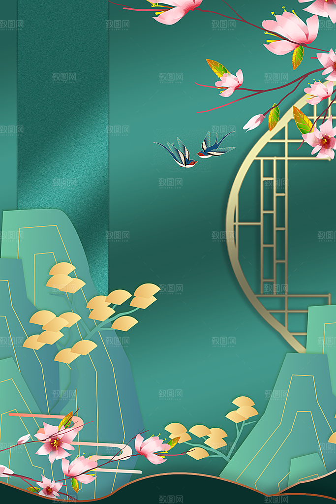 二十四节气节日背景插画海报
