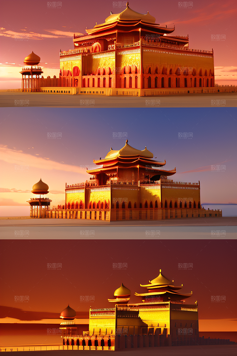 五彩祥云下的玫瑰宫殿