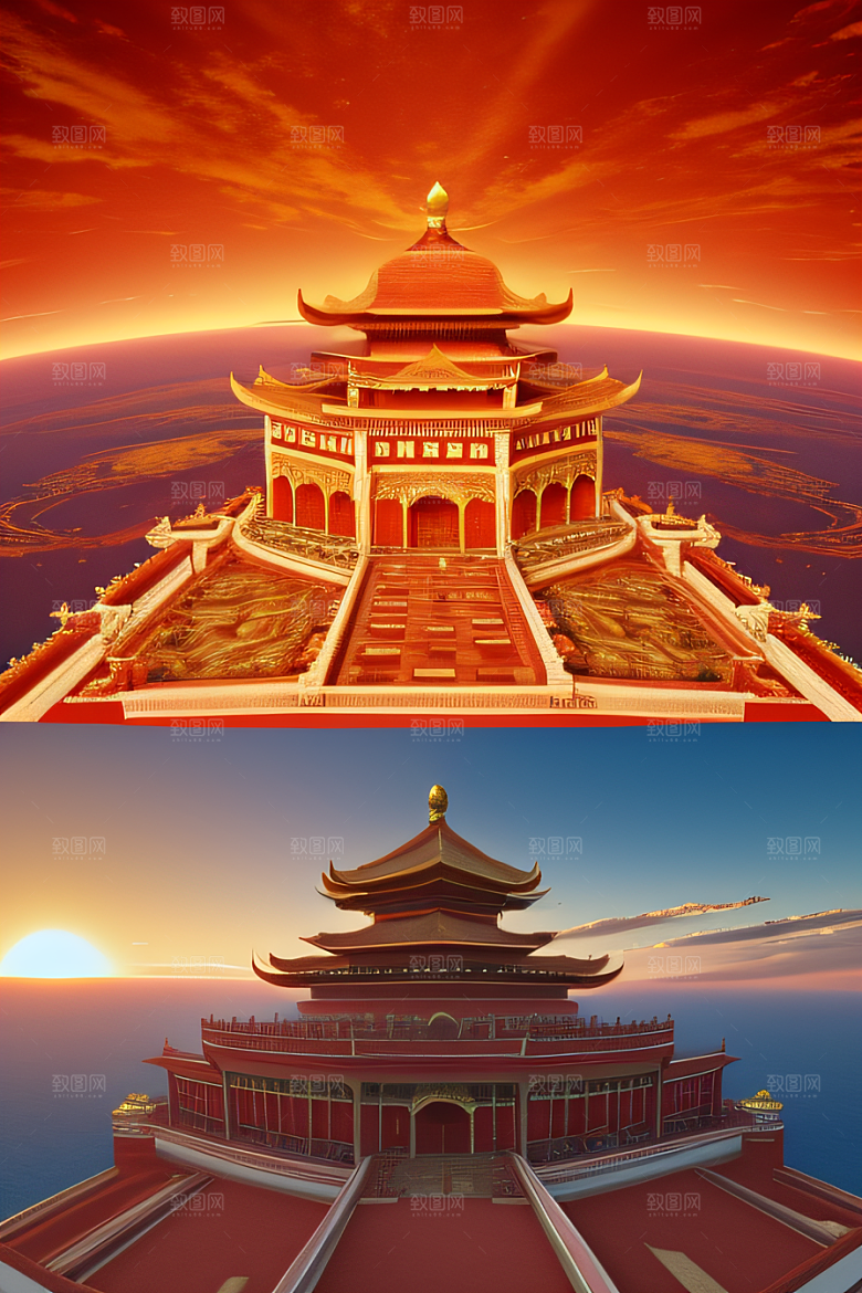 五彩祥云下的玫瑰宫殿