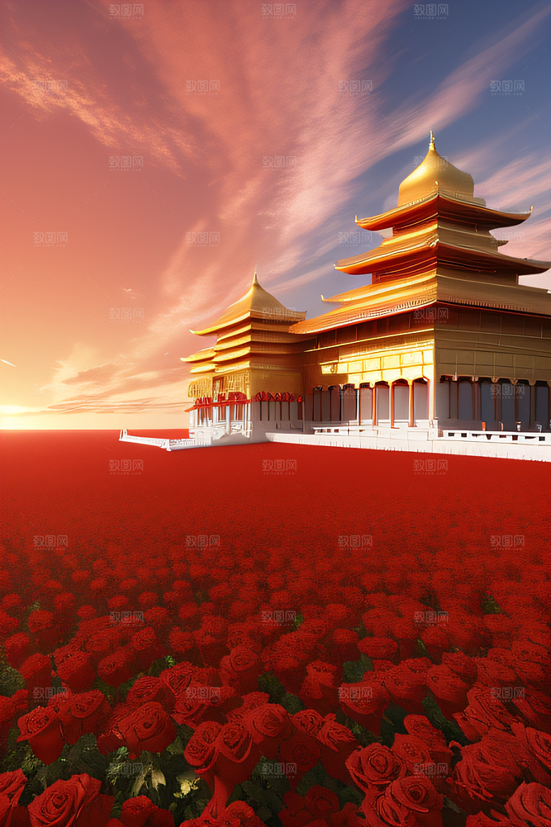 飘逸祥云下的玫瑰宫殿