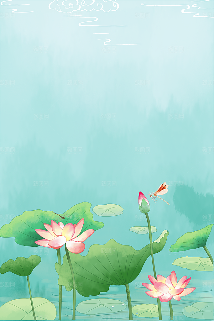 二十四节气节日背景插画海报