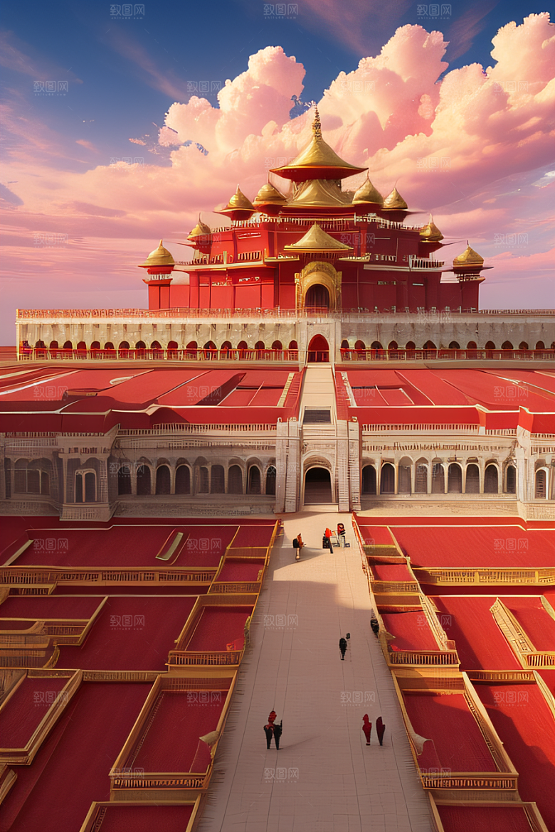 五彩祥云下的玫瑰宫殿