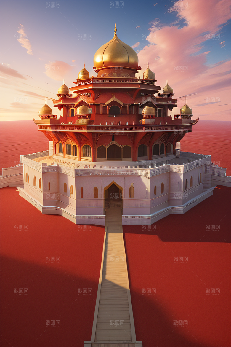 五彩祥云下的玫瑰宫殿
