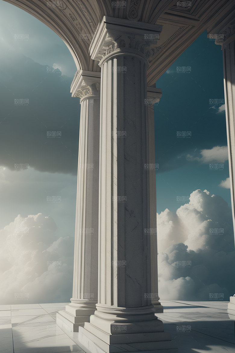 空中奇观神话般的光雾之美的建筑