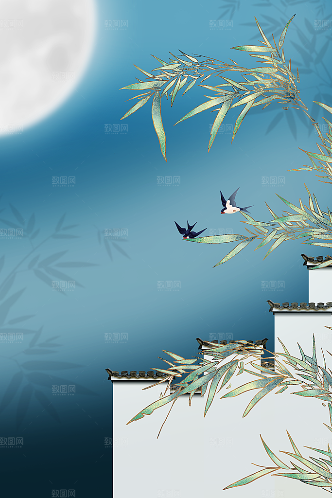 二十四节气节日背景插画海报