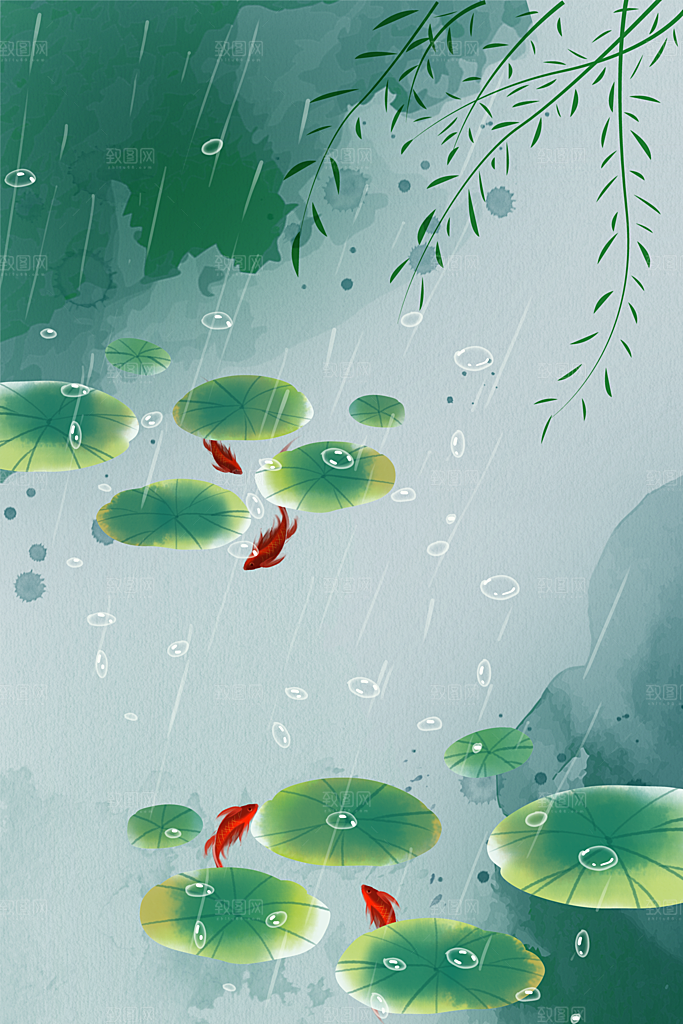 二十四节气节日背景插画海报