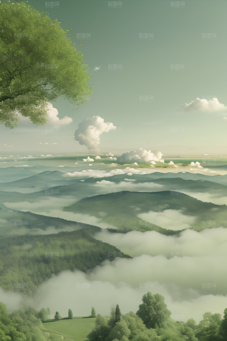 美学与梦幻绿云下的宫殿景观