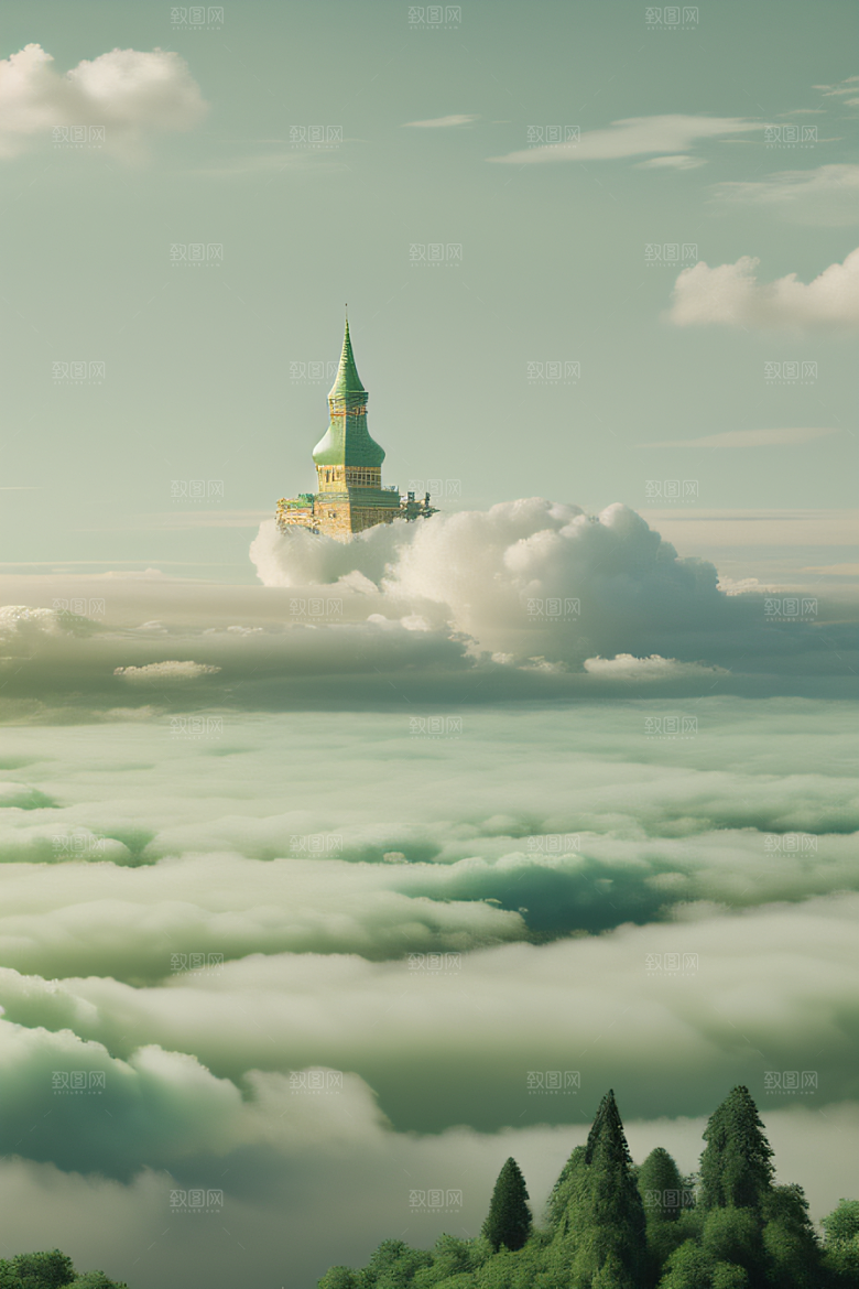 美学与梦幻绿云下的宫殿景观