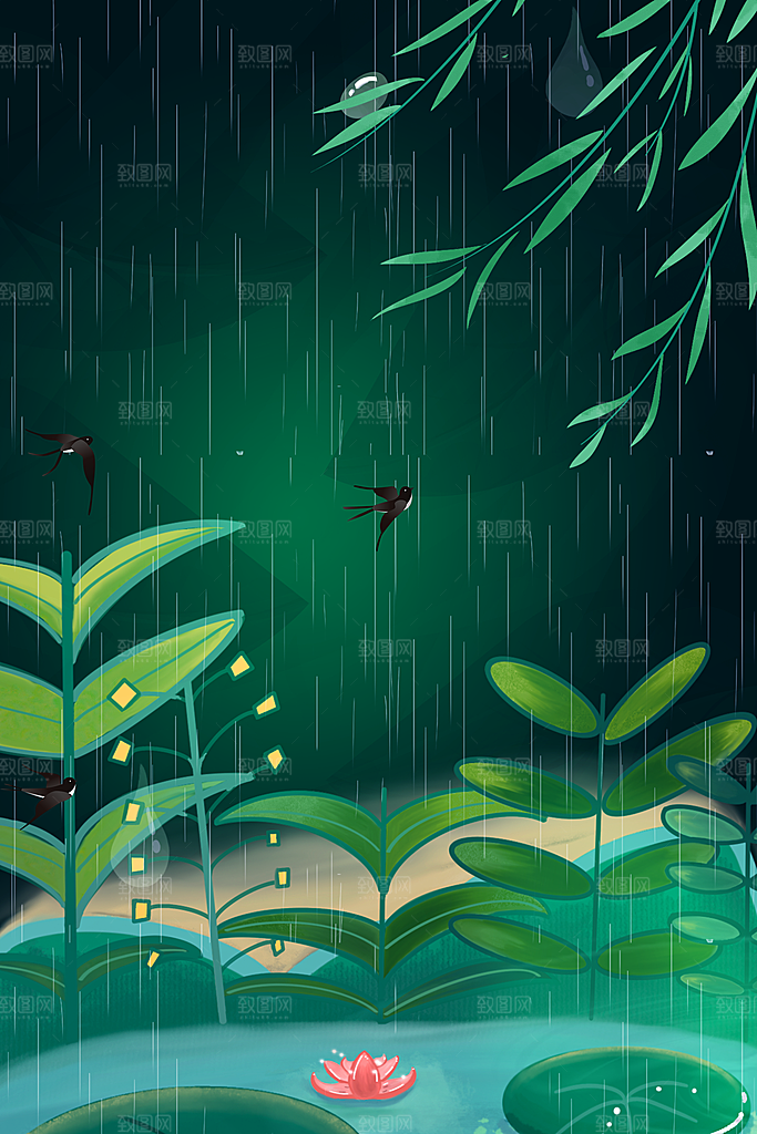 二十四节气节日背景插画海报