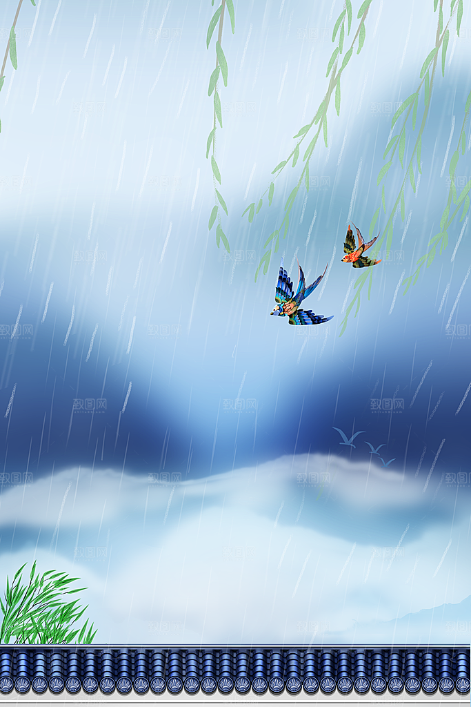 二十四节气节日背景插画海报