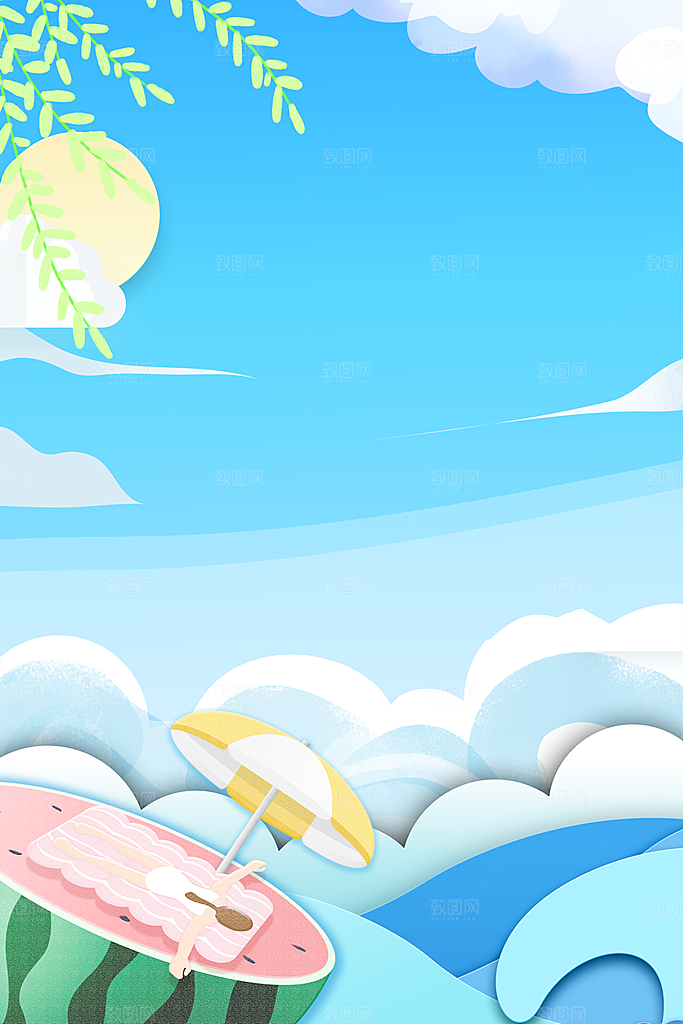 二十四节气节日背景插画海报