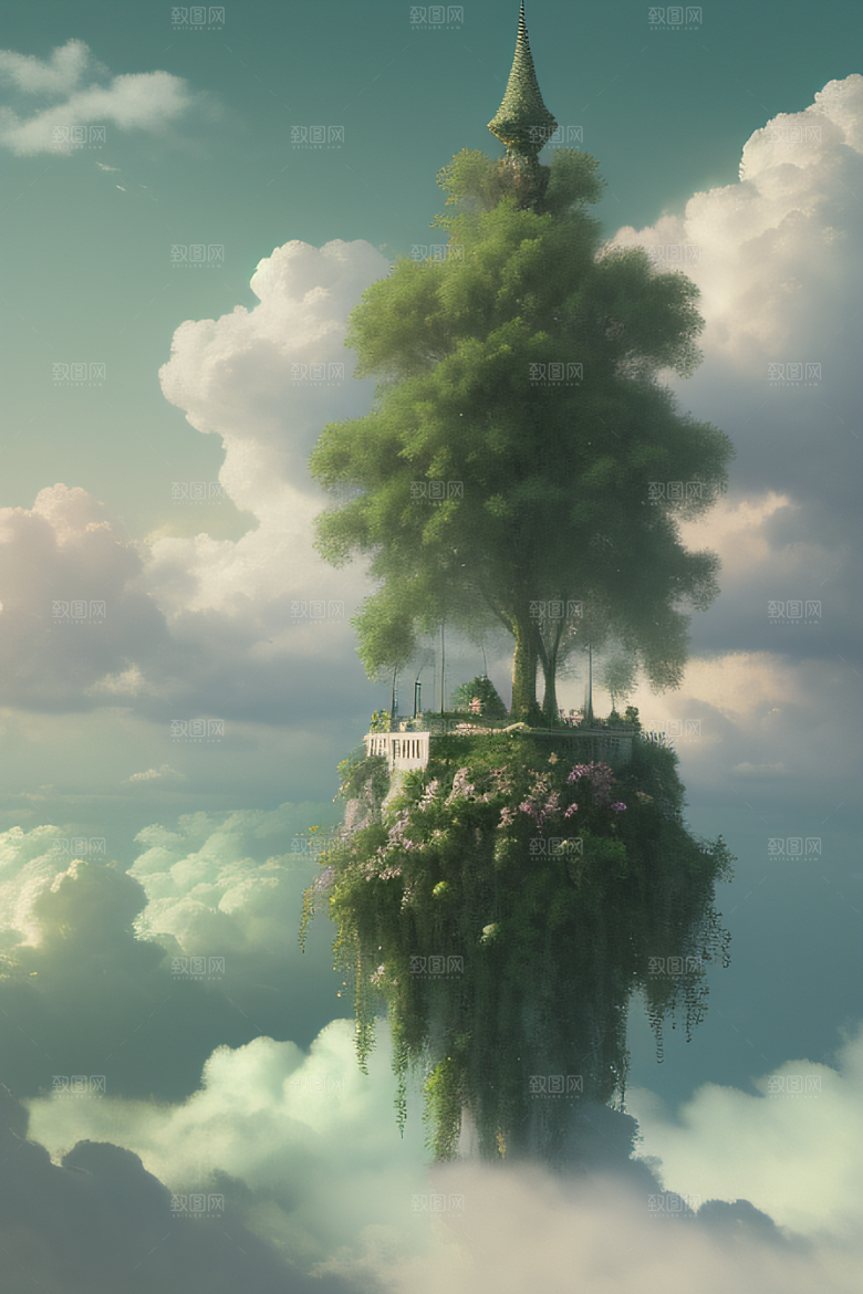 美学与艺术绿云宫殿的夏日风景