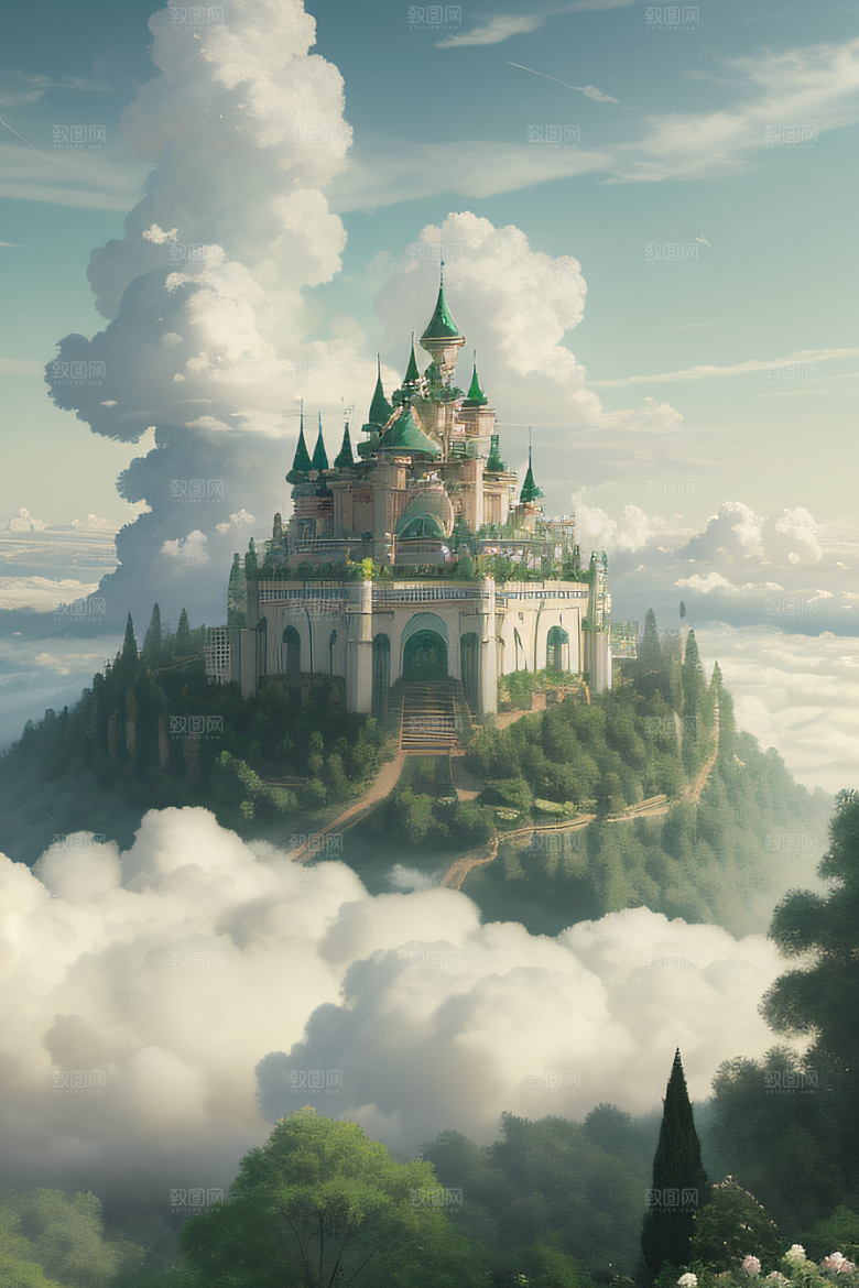 美学与艺术绿云宫殿的夏日风景