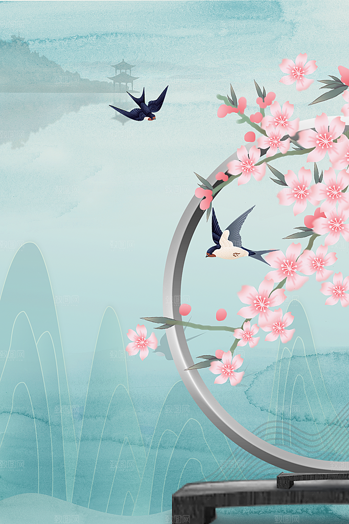 二十四节气节日背景插画海报