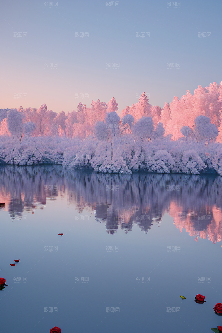 玫瑰花海冰湖浪漫背景