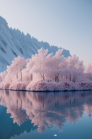 玫瑰花海冰湖浪漫背景