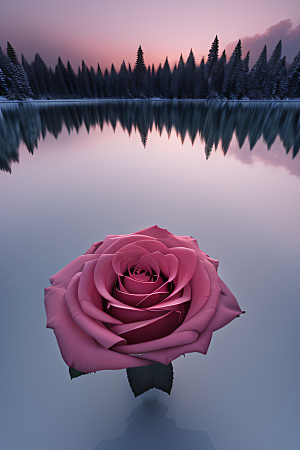 玫瑰花海冰湖浪漫背景