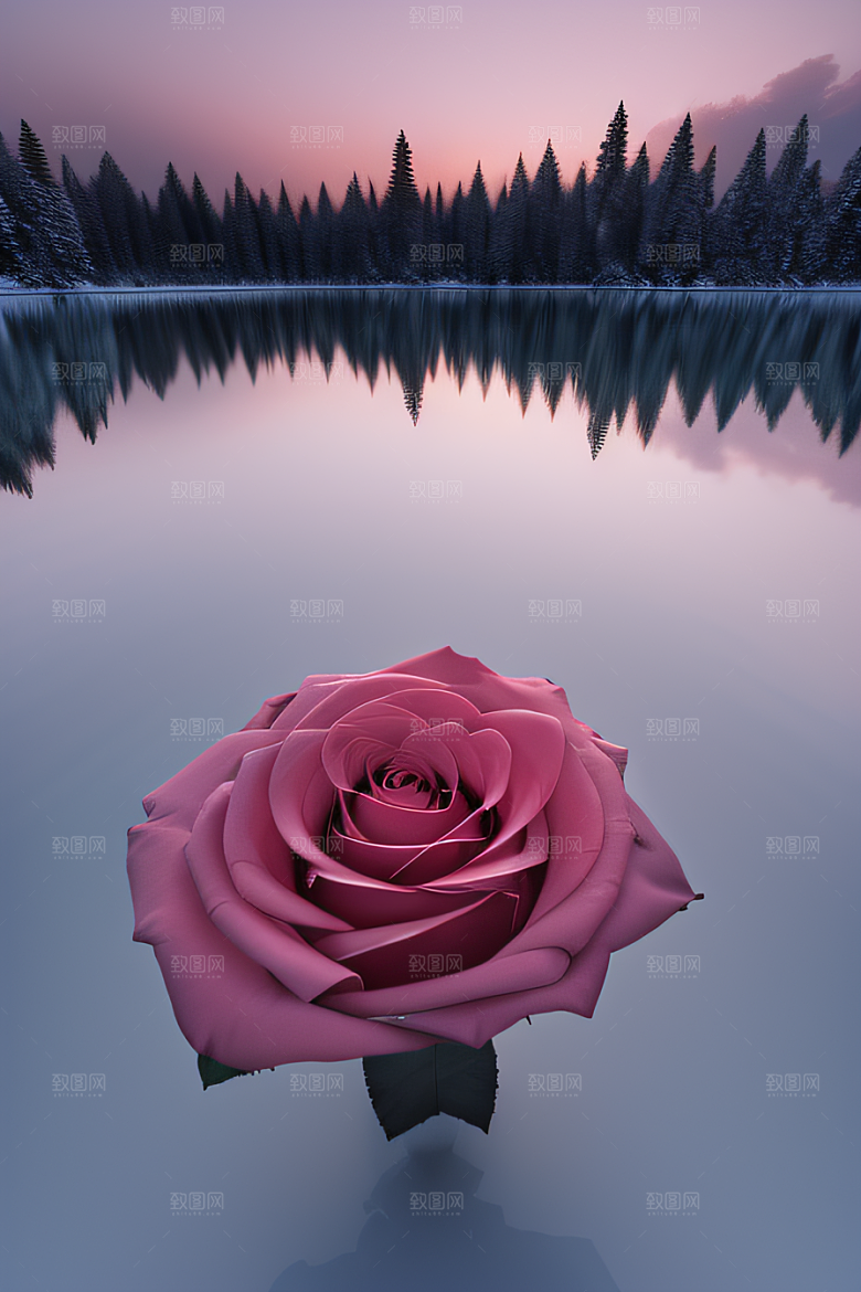 玫瑰花海冰湖浪漫背景