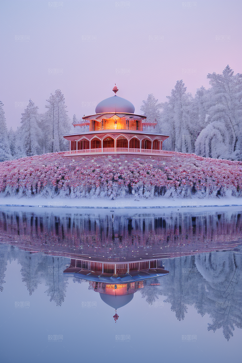 玫瑰花海冰湖浪漫背景
