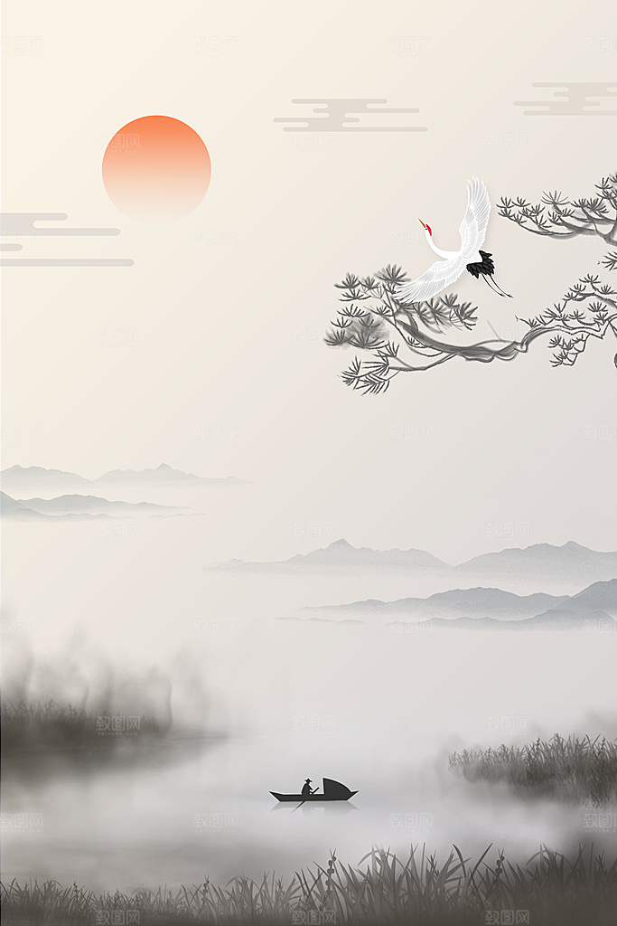 二十四节气节日背景插画海报